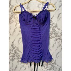 Frederick's Of Hollywood Purple Ruched Bustier X-Large Nighty